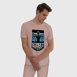 Пижама хлопковая мужская Street WorkOut: Real sport, цвет: пыльно-розовый — фото 2