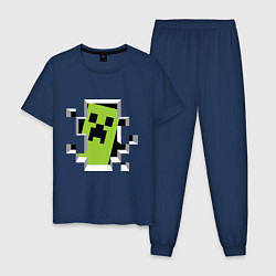 Пижама хлопковая мужская Crash Minecraft, цвет: тёмно-синий