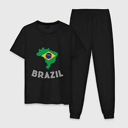Пижама хлопковая мужская Brazil Country, цвет: черный