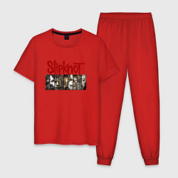 Пижама хлопковая мужская Slipknot Faces, цвет: красный