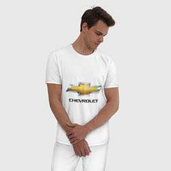 Пижама хлопковая мужская Chevrolet логотип, цвет: белый — фото 2
