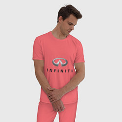 Пижама хлопковая мужская Logo Infiniti цвета коралловый — фото 2