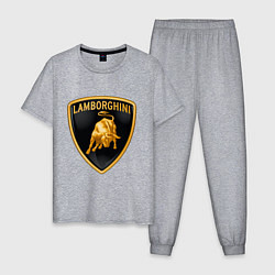 Пижама хлопковая мужская Lamborghini logo, цвет: меланж