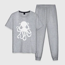 Пижама хлопковая мужская Кракен-осьминог, цвет: меланж
