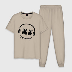 Пижама хлопковая мужская Marshmello Music, цвет: миндальный