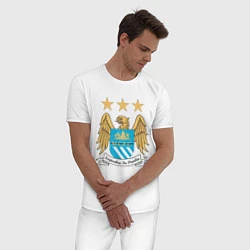 Пижама хлопковая мужская Manchester City FC, цвет: белый — фото 2