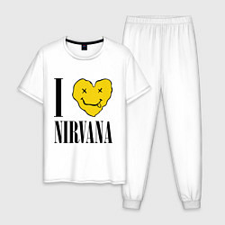 Пижама хлопковая мужская I love Nirvana, цвет: белый