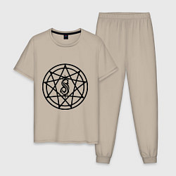 Пижама хлопковая мужская Slipknot Pentagram, цвет: миндальный