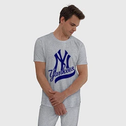 Пижама хлопковая мужская NY - Yankees, цвет: меланж — фото 2