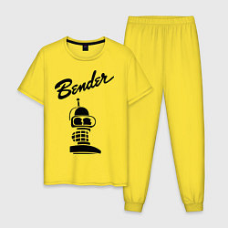 Пижама хлопковая мужская Bender monochrome, цвет: желтый