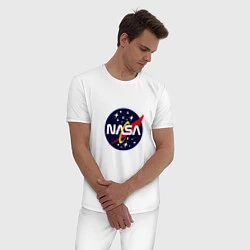 Пижама хлопковая мужская NASA: Space Style, цвет: белый — фото 2