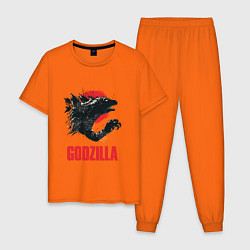 Пижама хлопковая мужская Godzilla: Red Sun, цвет: оранжевый