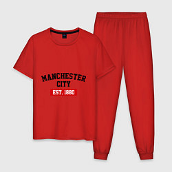 Пижама хлопковая мужская FC Manchester City Est. 1880, цвет: красный