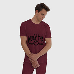 Пижама хлопковая мужская Muay thai boxing, цвет: меланж-бордовый — фото 2
