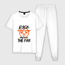 Пижама хлопковая мужская Rise & Seek the Fire, цвет: белый