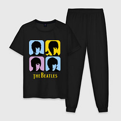 Пижама хлопковая мужская The Beatles: pop-art, цвет: черный