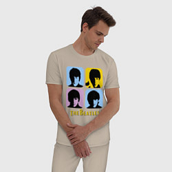 Пижама хлопковая мужская The Beatles: pop-art, цвет: миндальный — фото 2