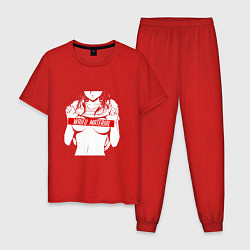 Пижама хлопковая мужская WAIFU MATERIAL, цвет: красный