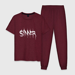 Пижама хлопковая мужская Real Sinner, цвет: меланж-бордовый