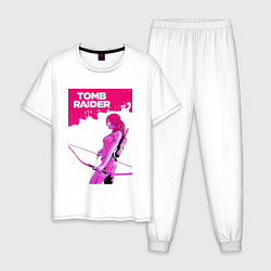 Пижама хлопковая мужская Tomb Raider: Pink Style, цвет: белый