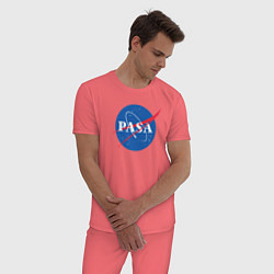 Пижама хлопковая мужская NASA: Pasa цвета коралловый — фото 2