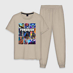 Пижама хлопковая мужская Fortnite GTA, цвет: миндальный