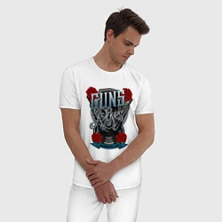 Пижама хлопковая мужская Guns n Roses: illustration, цвет: белый — фото 2