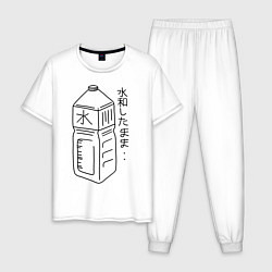 Пижама хлопковая мужская Japan Bottle, цвет: белый