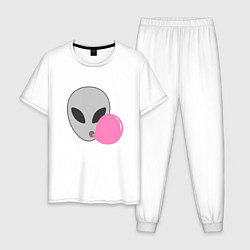 Пижама хлопковая мужская Инопланетная жвачка, цвет: белый