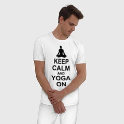 Пижама хлопковая мужская Keep Calm & Yoga On, цвет: белый — фото 2