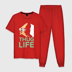 Пижама хлопковая мужская Zoidberg: Thug Life, цвет: красный