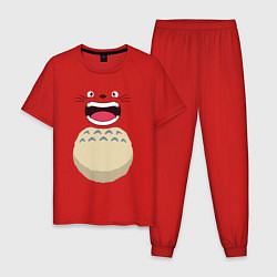 Пижама хлопковая мужская Тоторо в ужасе, цвет: красный
