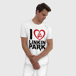 Пижама хлопковая мужская I love Linkin Park, цвет: белый — фото 2