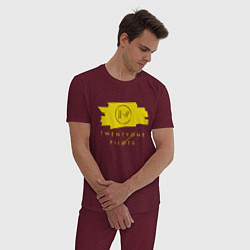 Пижама хлопковая мужская 21 Top: Yellow Trench, цвет: меланж-бордовый — фото 2