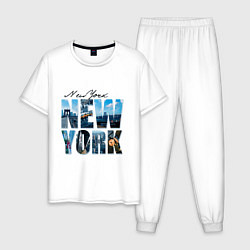 Пижама хлопковая мужская White New York, цвет: белый