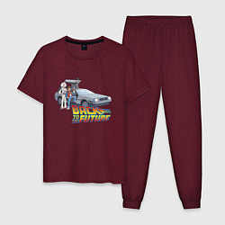 Пижама хлопковая мужская Back to the future, цвет: меланж-бордовый