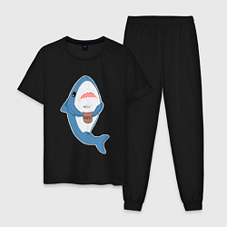 Пижама хлопковая мужская Hype Shark, цвет: черный