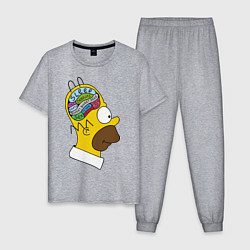 Пижама хлопковая мужская Мозг Гомера цвета меланж — фото 1