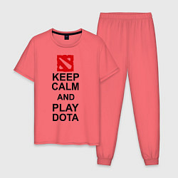 Пижама хлопковая мужская Keep Calm & Play Dota, цвет: коралловый