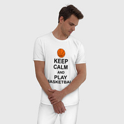 Пижама хлопковая мужская Keep Calm & Play Basketball, цвет: белый — фото 2