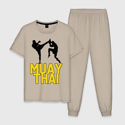 Пижама хлопковая мужская Muay Thai, цвет: миндальный