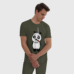 Пижама хлопковая мужская Панда повесилась, цвет: меланж-хаки — фото 2