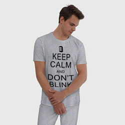 Пижама хлопковая мужская Keep Calm & Don't Blink, цвет: меланж — фото 2