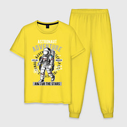 Пижама хлопковая мужская Astronaut Adventure, цвет: желтый