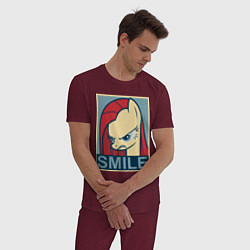 Пижама хлопковая мужская MLP: Smile, цвет: меланж-бордовый — фото 2