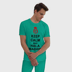 Пижама хлопковая мужская Keep Calm & Hala Madrid, цвет: зеленый — фото 2