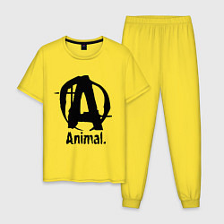 Пижама хлопковая мужская Animal Logo, цвет: желтый