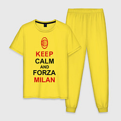Пижама хлопковая мужская Keep Calm & Forza Milan, цвет: желтый