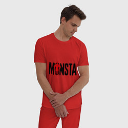 Пижама хлопковая мужская Monsta, цвет: красный — фото 2