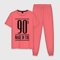 Пижама хлопковая мужская Made in the 90s цвета коралловый — фото 1